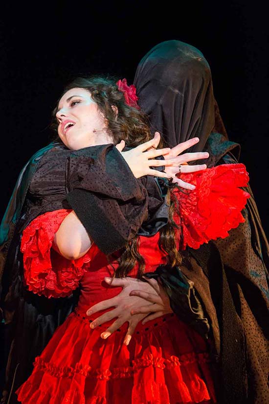 Christine Daae and Phantom in Don Juan scene. Stunning red flaming dress.