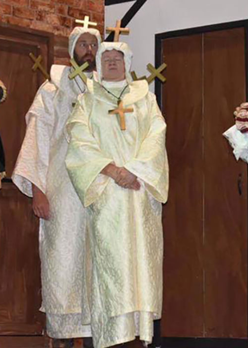 Elizabethan costumes. White Adder priest costumes.